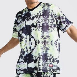 Boohoo Man TieDye Mesh Embroidered Shirt sz L